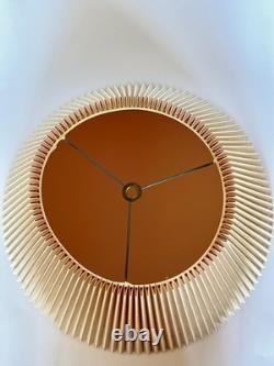 Vintage Mid Century Modern Tan Fabric Pleated Lamp Shade 13.25 Tall, 19 Wide
