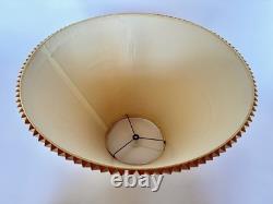 Vintage Mid Century Modern Tan Fabric Pleated Lamp Shade 13.25 Tall, 19 Wide