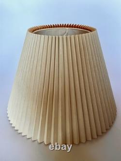 Vintage Mid Century Modern Tan Fabric Pleated Lamp Shade 13.25 Tall, 20.5 Wide