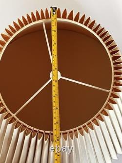 Vintage Mid Century Modern Tan Fabric Pleated Lamp Shade 13.25 Tall, 20.5 Wide