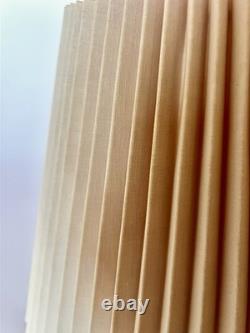 Vintage Mid Century Modern Tan Fabric Pleated Lamp Shade 13.25 Tall, 20.5 Wide