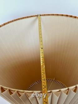 Vintage Mid Century Modern Tan Fabric Pleated Lamp Shade 13.25 Tall, 20.5 Wide