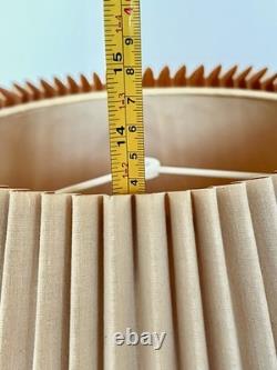 Vintage Mid Century Modern Tan Fabric Pleated Lamp Shade 13.25 Tall, 20.5 Wide