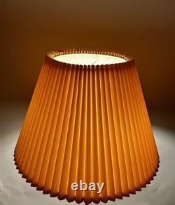 Vintage Mid Century Modern Tan Fabric Pleated Lamp Shade 13.25 Tall, 20.5 Wide