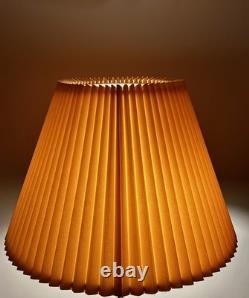 Vintage Mid Century Modern Tan Fabric Pleated Lamp Shade 13.25 Tall, 20.5 Wide