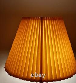 Vintage Mid Century Modern Tan Fabric Pleated Lamp Shade 13.25 Tall, 20.5 Wide