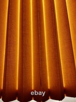Vintage Mid Century Modern Tan Fabric Pleated Lamp Shade 13.25 Tall, 20.5 Wide