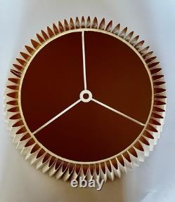 Vintage Mid Century Modern Tan Fabric Pleated Lamp Shade 13.25 Tall, 20.5 Wide