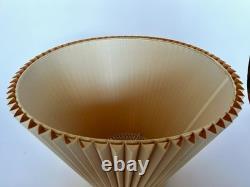 Vintage Mid Century Modern Tan Fabric Pleated Lamp Shade 13.25 Tall, 20.5 Wide