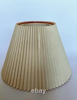 Vintage Mid Century Modern Tan Fabric Pleated Lamp Shade 13.25 Tall, 20.5 Wide