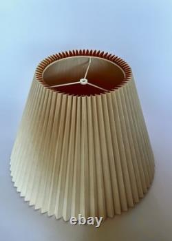 Vintage Mid Century Modern Tan Fabric Pleated Lamp Shade 13.25 Tall, 20.5 Wide