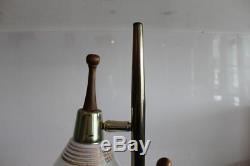 Vintage Mid Century Modern Tension Danish Floor Pole Lamp with 3 Glass Shades 60