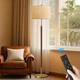 Vintage Mid Century Modern Wood Floor Lamp With Remote Dimming & Boho Shade