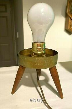Vintage Mid Century Plastic Shade Table Lamp Tripod Turquoise Bubbles 16 1960's