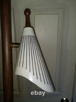 Vintage Mid Century Tension Pole Floor Lamp 1950s/60s Plastic Shades Gold Metal