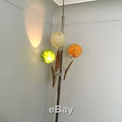 Vintage Mid Century Tension Pole Lamp Lucite Spaghetti Ribbon Shades