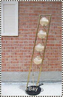 Vintage Mid Century Tilt Floor Pole Lamp Textured Glass Shades 4 Lights Mazzega
