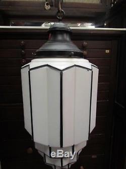 Vintage Milk Glass Art Deco Skyscraper Globe Light Lamp Shade 16 1/2 High