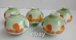 Vintage Milk Glass Hurricane Lamp Shade Globe Parts Poppies Flowers Hand Painted