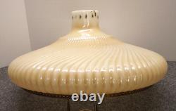 Vintage Milk Glass Torchiere 16 Lamp Shade Ribbed Art Nouveau Gold Band