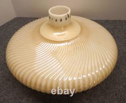 Vintage Milk Glass Torchiere 16 Lamp Shade Ribbed Art Nouveau Gold Band
