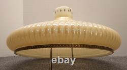Vintage Milk Glass Torchiere 16 Lamp Shade Ribbed Art Nouveau Gold Band