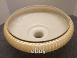 Vintage Milk Glass Torchiere 16 Lamp Shade Ribbed Art Nouveau Gold Band