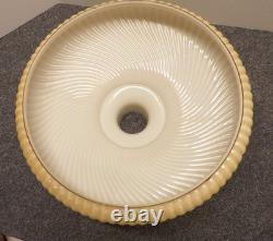 Vintage Milk Glass Torchiere 16 Lamp Shade Ribbed Art Nouveau Gold Band