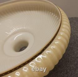 Vintage Milk Glass Torchiere 16 Lamp Shade Ribbed Art Nouveau Gold Band