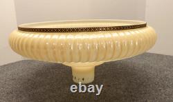 Vintage Milk Glass Torchiere 16 Lamp Shade Ribbed Art Nouveau Gold Band