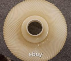 Vintage Milk Glass Torchiere 16 Lamp Shade Ribbed Art Nouveau Gold Band