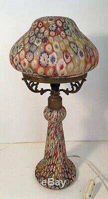 Vintage Millefiori Glass Lamp'Tall' with Glass Shade and Base