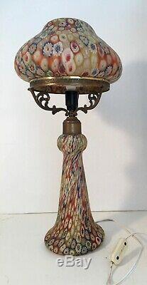 Vintage Millefiori Glass Lamp'Tall' with Glass Shade and Base