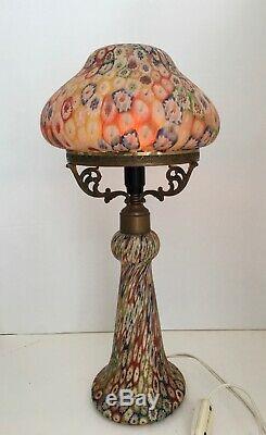 Vintage Millefiori Glass Lamp'Tall' with Glass Shade and Base