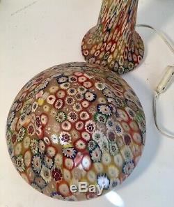 Vintage Millefiori Glass Lamp'Tall' with Glass Shade and Base