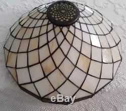 Vintage Mission Arts Crafts Leaded Slag Stained Glass Lamp Shade Only