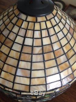 Vintage Mission Arts and Crafts Style Stained Glass Lamp Shade Tiffany