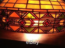 Vintage Mission Arts and Crafts Style Stained Glass Lamp Shade Tiffany
