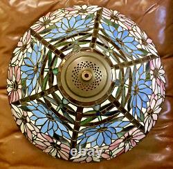Vintage Mosaic Glass Lamp Shade 18 Diameter Double Poinsettia