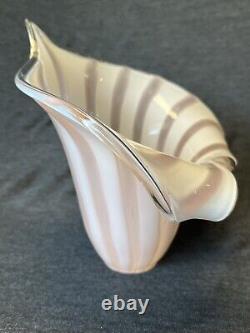 Vintage Murano Glass Calla Lily Light Shade Pink Stripe MCM Chandelier