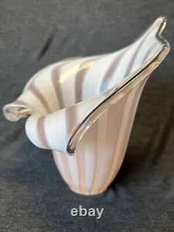 Vintage Murano Glass Calla Lily Light Shade Pink Stripe MCM Chandelier Italy