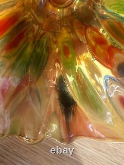 Vintage Murano Style Glass Amber Millefiori 6 Inch Lily Lamp Shade