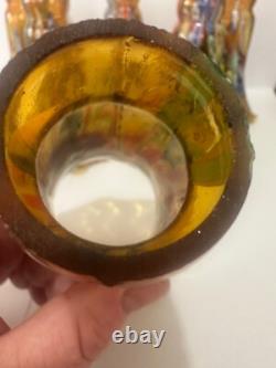 Vintage Murano Style Glass Amber Millefiori 6 Inch Lily Lamp Shade