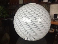 Vintage Murano Vetri Venini Classic Swirl Pattern Glass Lampshade in White No. 2