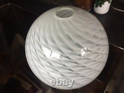 Vintage Murano Vetri Venini Classic Swirl Pattern Glass Lampshade in White No. 2