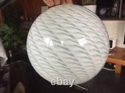 Vintage Murano Vetri Venini Classic Swirl Pattern Glass Lampshade in White No. 2