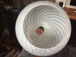 Vintage Murano Vetri Venini Classic Swirl Pattern Glass Lampshade in White No. 2