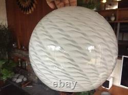 Vintage Murano Vetri Venini Classic Swirl Pattern Glass Lampshade in White No. 2