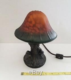 Vintage Mushroom Lamp with Glass Top/Shade 10 Tall
