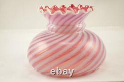 Vintage NOS Fenton Cranberry Opalescent Art Glass Hurricane Lamp Shade 8 A